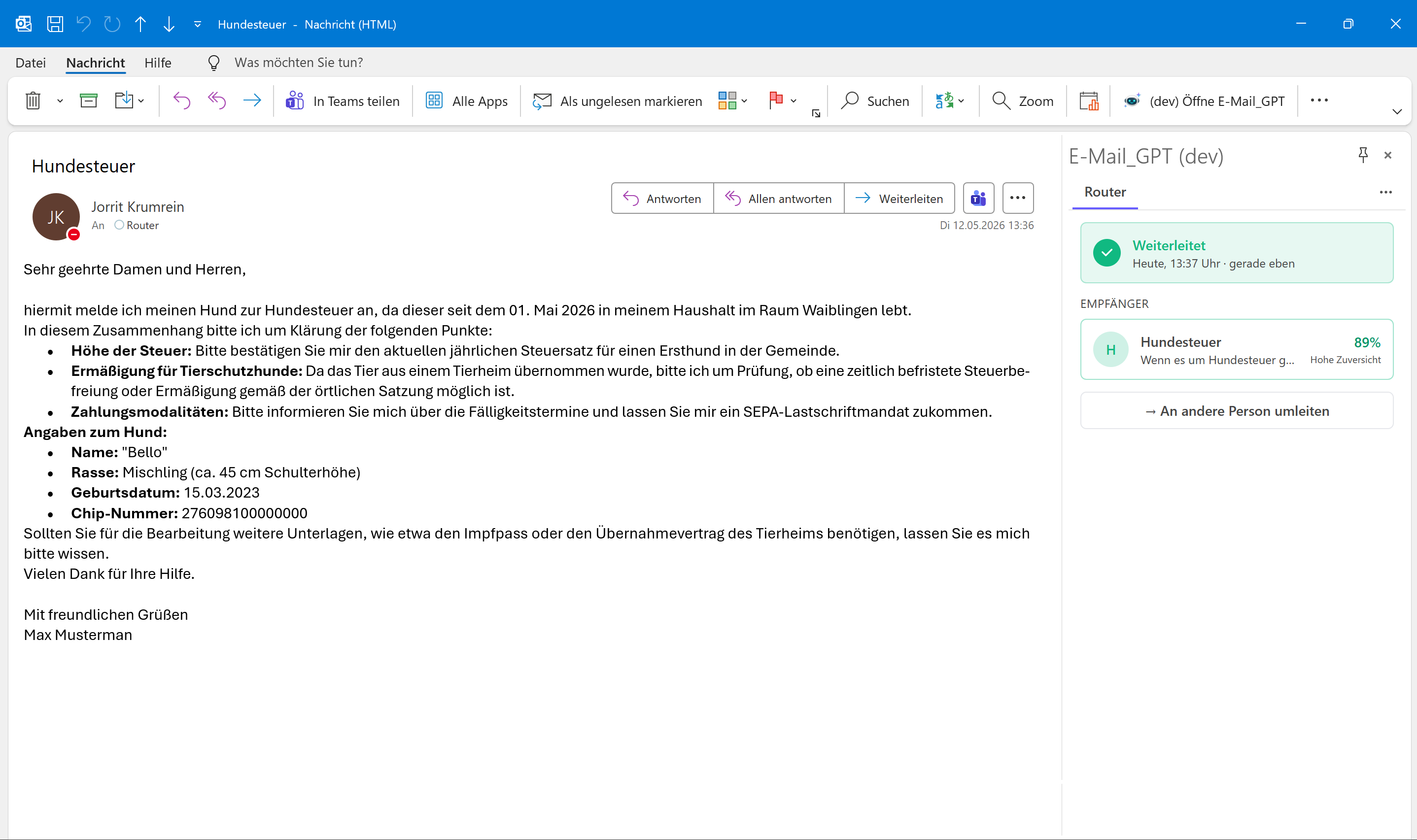 E-Mail_Routing - Automatische Weiterleitung